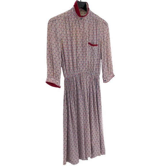 Vintage DÉPÈCHE MODE Crée á Paris Floral Pleated Dress Made in USA - Picture 2 of 16